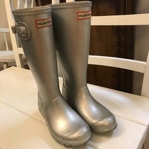 hunter boots silver metallic